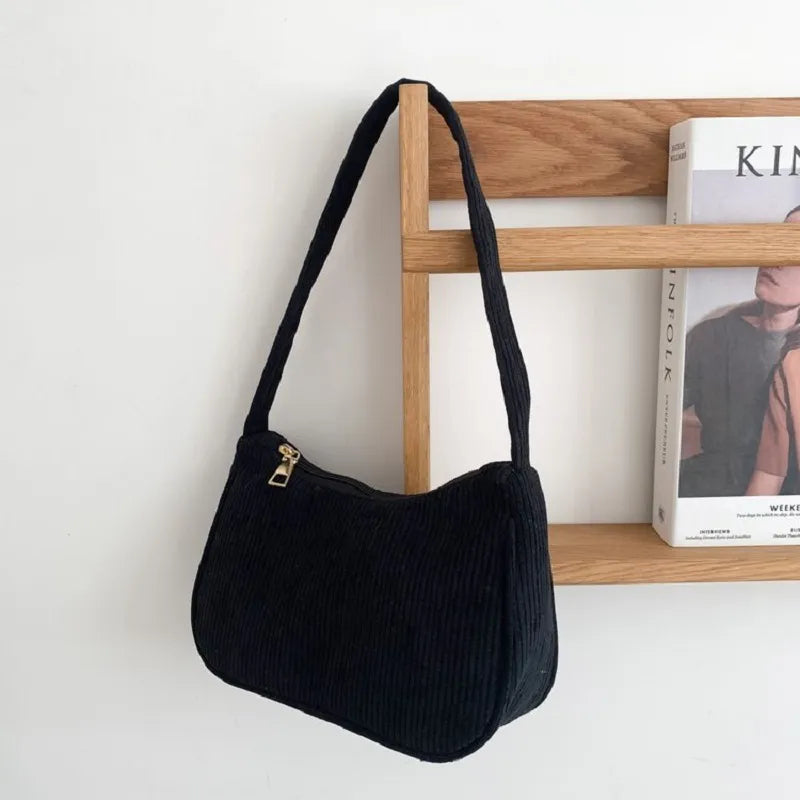 Winter Corduroy Underarm Bag Casual Women Shoulder Bags Travel Armpit Shopping Pouch Phone Pouch Zipper Female Handbag Clutch