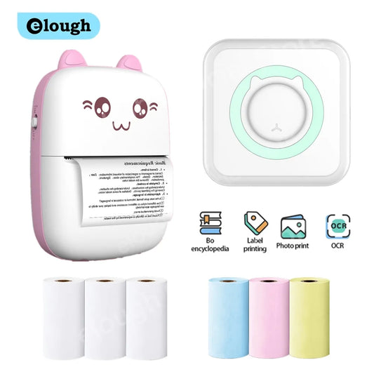 Elough Mini Printer Portable Label Printer Sticker Wireless Inkless Self-adhesive Thermal Printer Impresora Portátil IOS Android