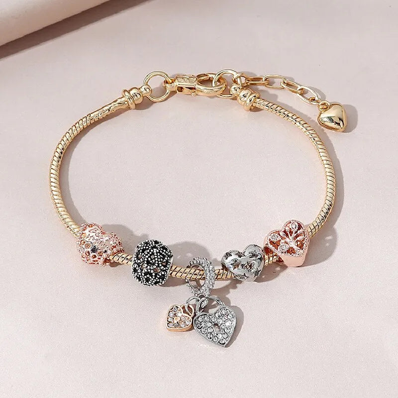 1pcs Heart Shaped Tree Of Life Bracelet Women Fashion Trend Jewelry Copper Chain Diy Beads Jewelry