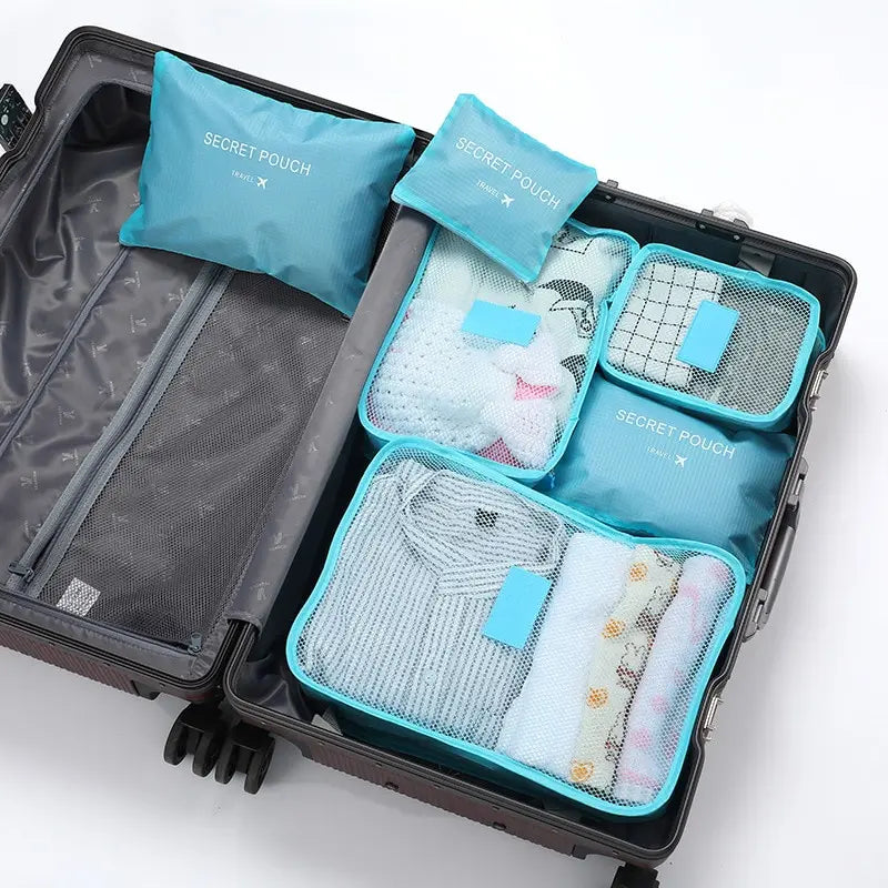 6 Pcs Travel Clothes Storage Waterproof Bags Portable Luggage Organizer Pouch Packing Cube 6 Colors Local Stock Hot Selling