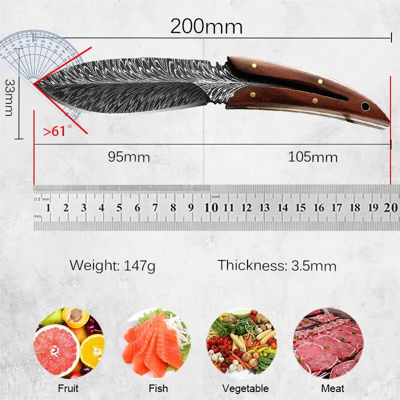 4CR13 Multi-Purpose Kitchen Knife for Fruit, BBQ, Cooking, Stainless Steel Meat Cleaver Boning KnifeFruit Knife Chef Knife