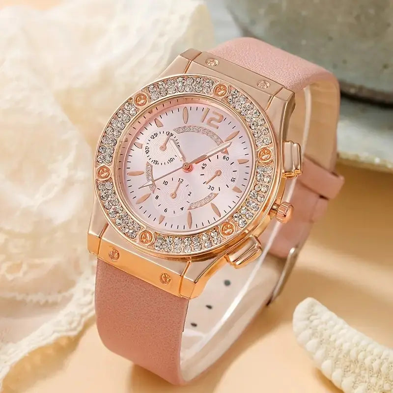 Watches Set Luxury Rhinestone Women Fashion Elegant Wristwatch Quartz Watch For Girl Ladies Clock Relogio Feminino