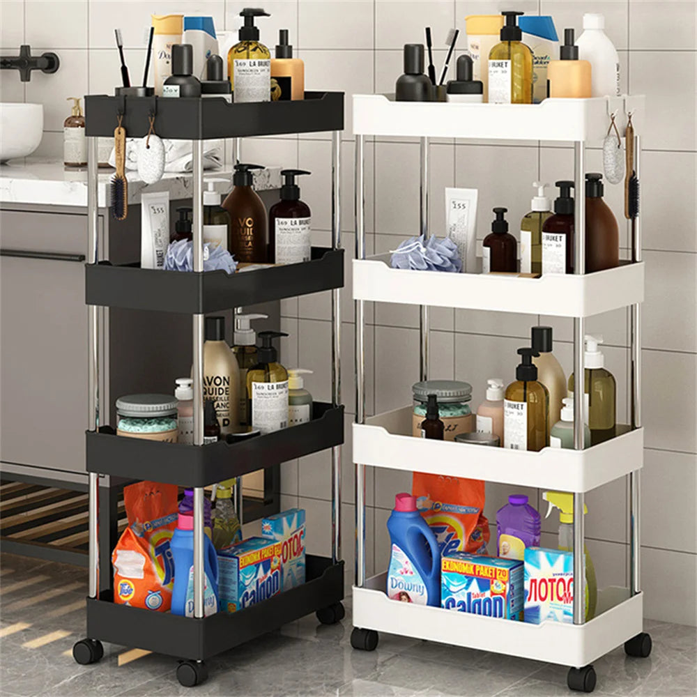 Rolling Livingroom Movable Slide Storage 3/4 Rack Storage Shelf Utility Kitchen Rack Shelf Organizer Tier Slim Bathroom Cart