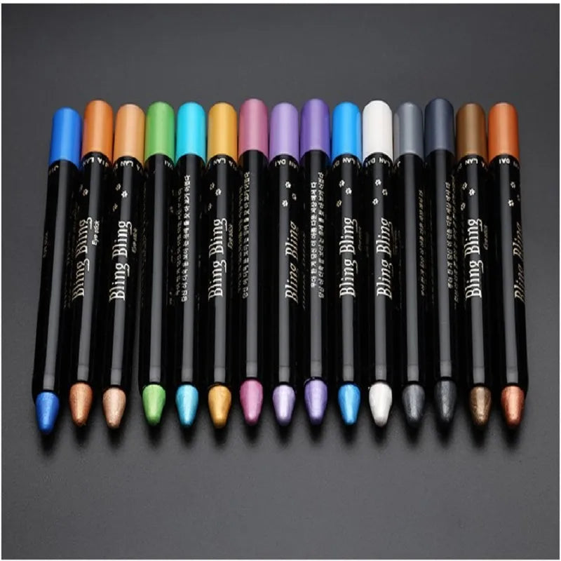 Waterproof Pearlescent Eyeshadow Pencil Stick 15 Colors Lasting Glitter Shimmer Eye Shadow Pen Eyeliner Stick Eyes Makeup Tools