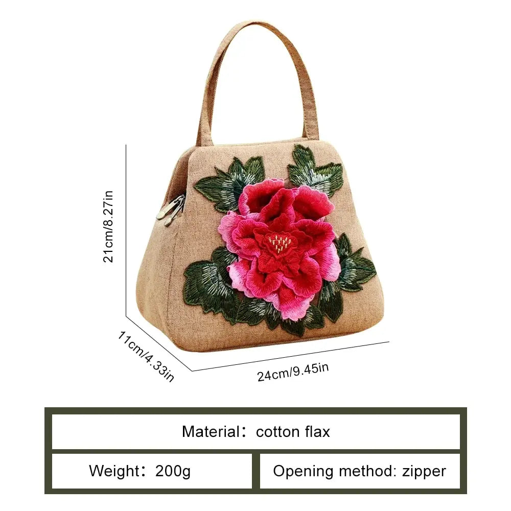 Women's Casual Canvas Bag Handbag 3D Flower Large Capacity Shopping Bag Handbag Essential for Going Out