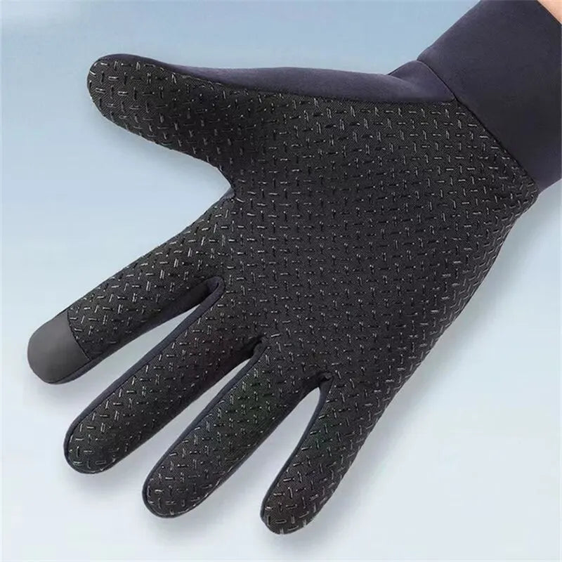 Men Fall And Winter Suede Gloves Thickened Warm Touch Screen Outdoor Riding Driving Non-slip Cotton Full-finger Gloves