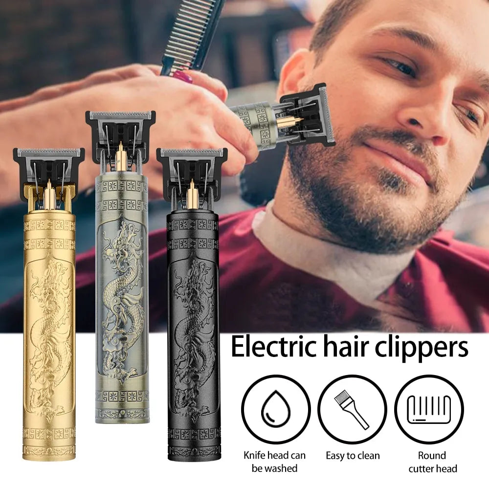 Vintage T9 Electric Hair Cutting Machine Hair Clipper Professional Men Shaver Rechargeable Barber Trimmer for Men Dragon Buddha