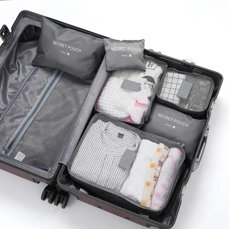 6 Pcs Travel Clothes Storage Waterproof Bags Portable Luggage Organizer Pouch Packing Cube 6 Colors Local Stock Hot Selling