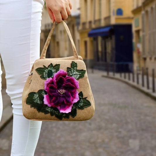 Women's Casual Canvas Bag Handbag 3D Flower Large Capacity Shopping Bag Handbag Essential for Going Out