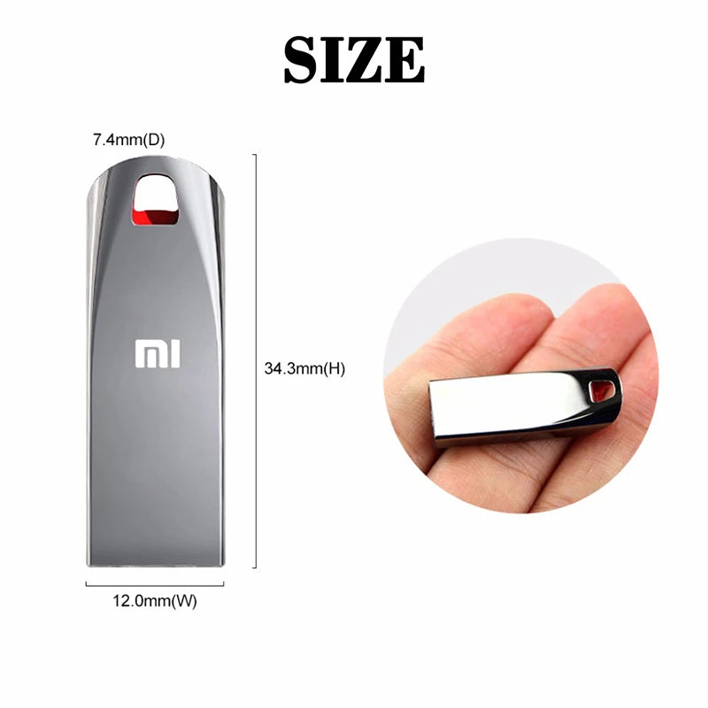 XIAOMI MIJIA Metal USB Flash Drive 2TB Large Capacity Portable Pendrive USB3.0 High-Speed File Transfer Waterproof Memory U Disk