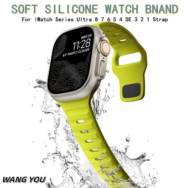 Soft Silicone Strap For Apple Watch Ultra Band 49mm 44mm 45mm 42mm 41mm 40mm 38mm Sport Watchband IWatch Serise 8 7 6 5 Bracelet