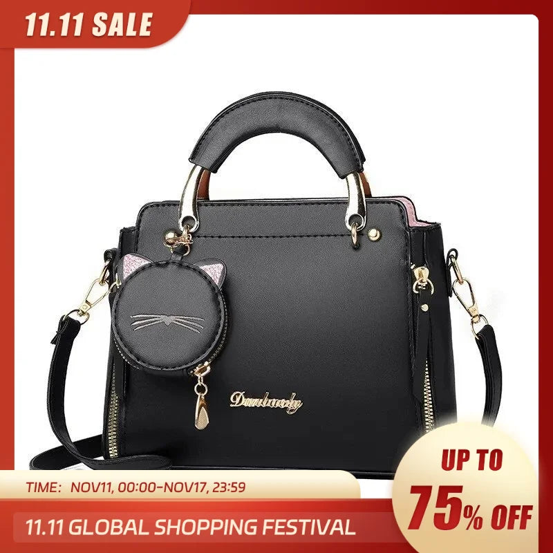 Fashion Handbag for Women Ladies Top Handle Satchel Shoulder Bags Cat Purse