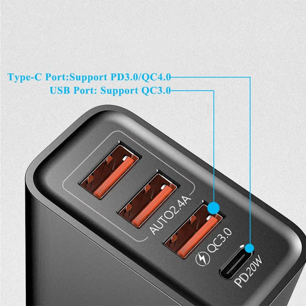 3USB Type C Power Adapter Wall Charger Fast Charging Phone Charger PD Power Adapter for Samsung Xiaomi iPhone QC3.0 Wall Phone