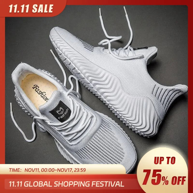 Men Breathable Mesh Sneakers High Quality White Fashion Gym Casual Lightweight Walking Shoes Couple Plus Size Footwear