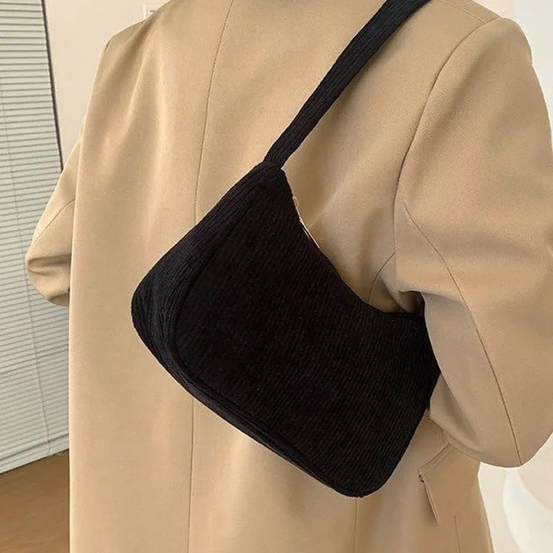 Winter Corduroy Underarm Bag Casual Women Shoulder Bags Travel Armpit Shopping Pouch Phone Pouch Zipper Female Handbag Clutch