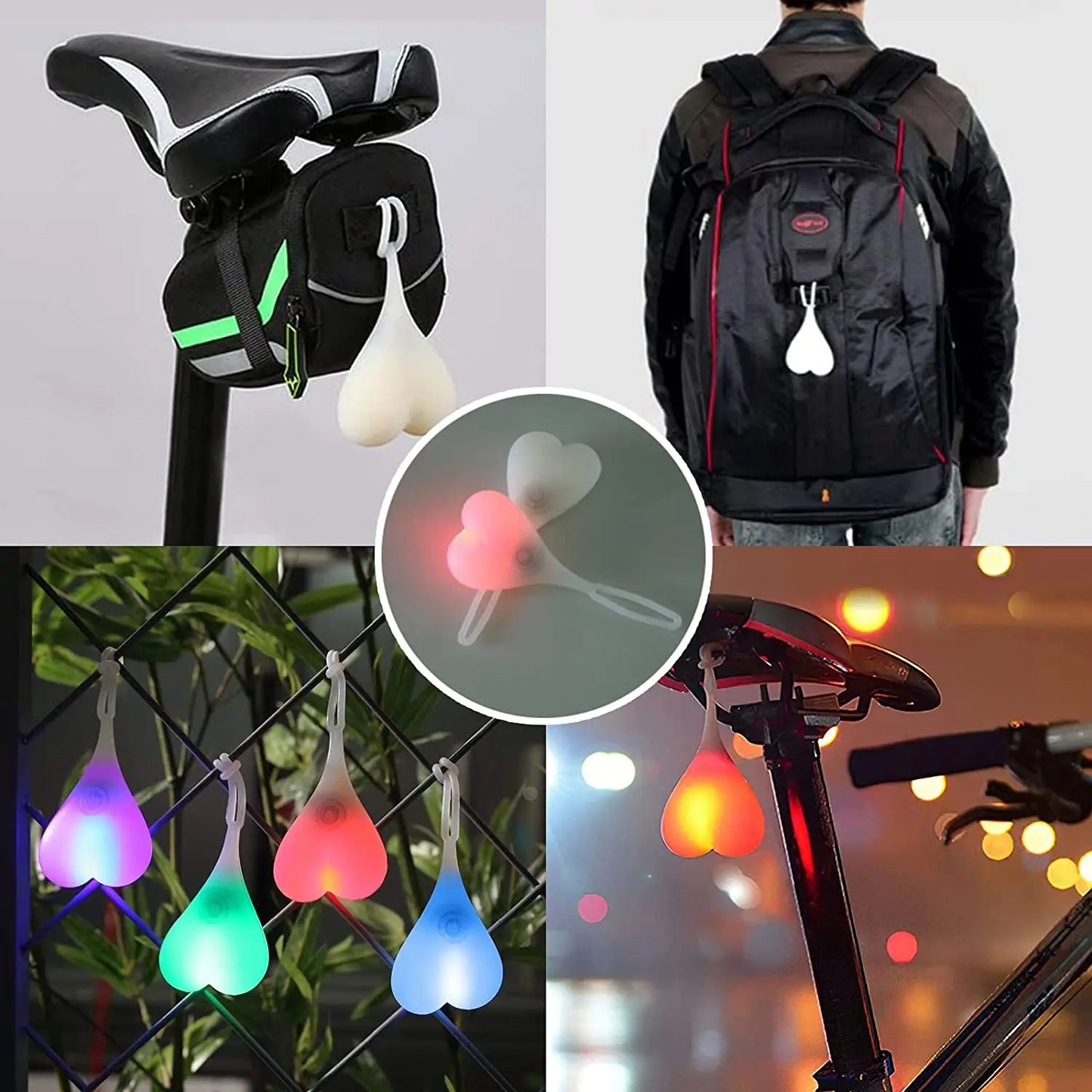 Bicycle Light Creative Bike Rear Taillight 4 Color Heart Ball Safety Warning Light Riding Cycling Waterproof LED Lamp