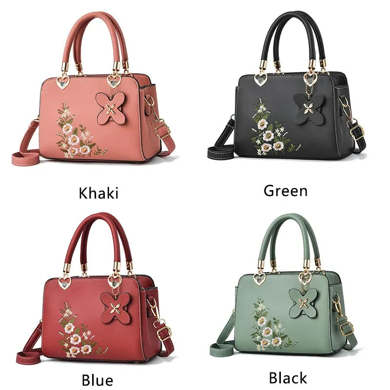 Women Embroidery Handbags Purse Tote Bags Fashion Handle Bag Large Capacity Crossbody Bags Female Portable Trendy Accessories