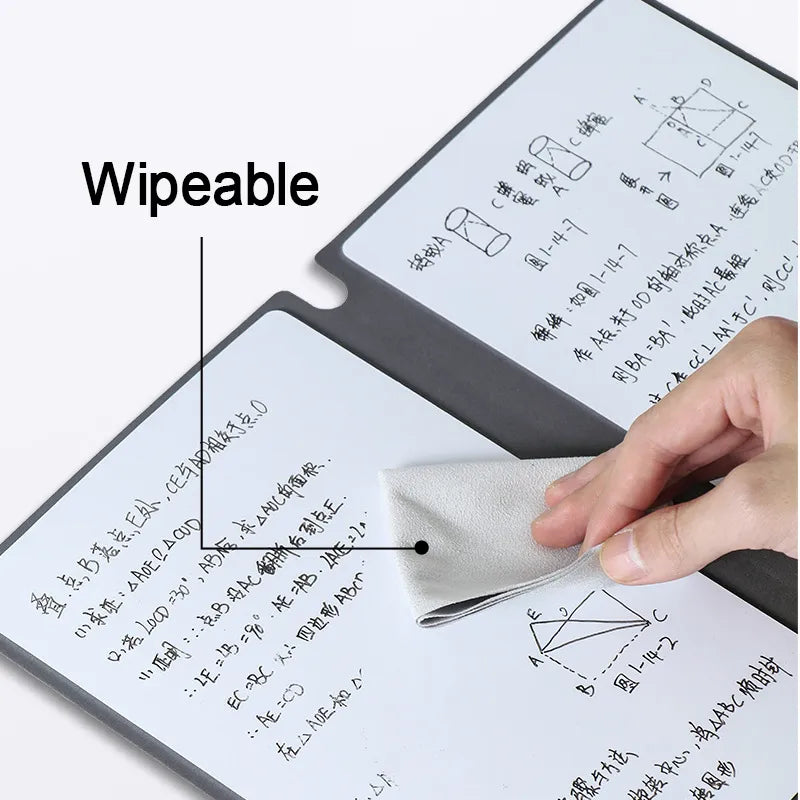 A5 Reusable Whiteboard Notebook Leather Memo Free Whiteboard Pen Erasing Cloth Weekly Planner Portable Stylish Office Notebooks