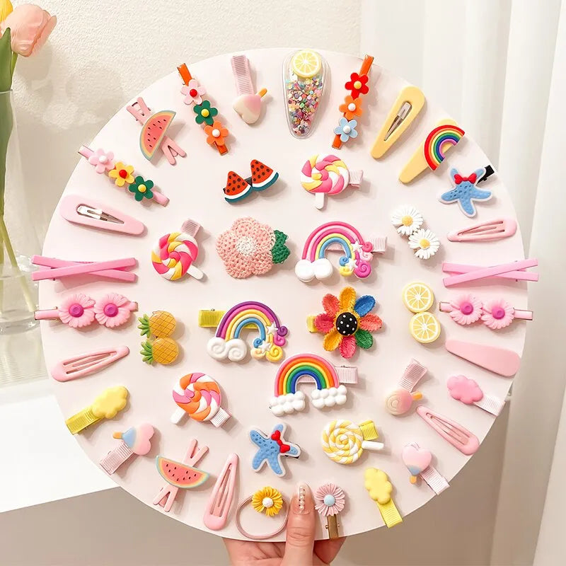 14Pcs Cartoon Baby Hair Clip Set Flower Fruit Baby Girl Barrettes Bangs Hairpins Kids Hair Accessories