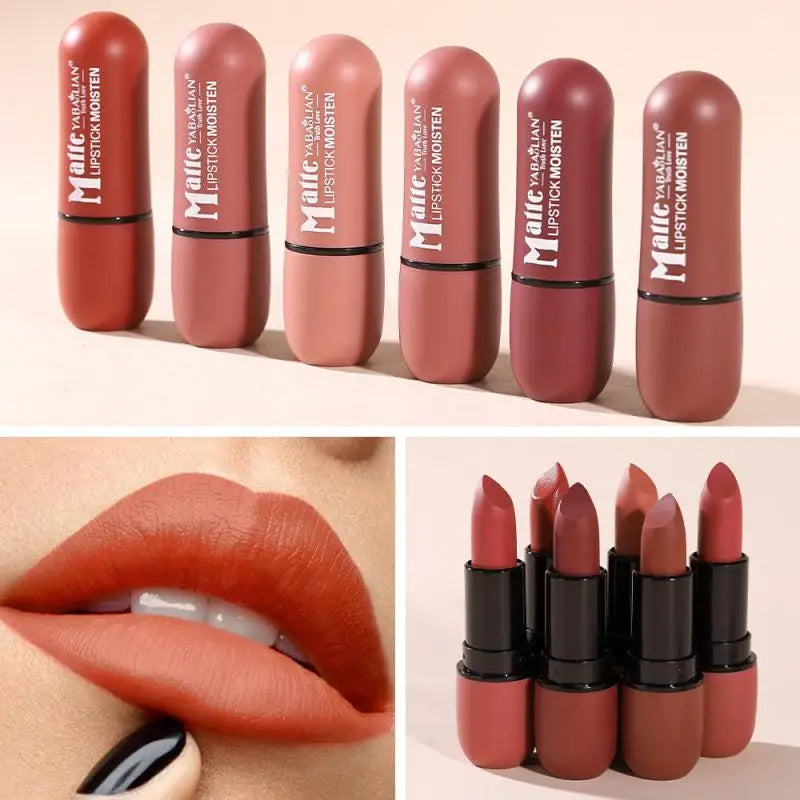 Lip Glaze 6 Colors Moisture Lipstick Waterproof Non-stick Cup Lipstick 1pcs Velvet Matte Lipstick Cosmetics Soft Fog Lip Gloss