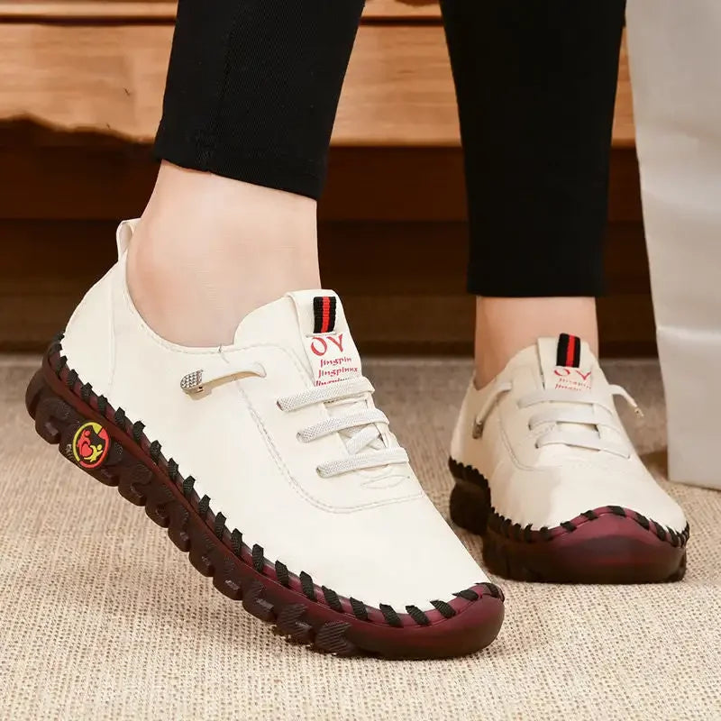 Sneakers Women Shoes Leather Loafers Shoes for Women Comfortable Slip on Shoes Hand Sewing Thread Mom Shoes Zapatillas De Mujer