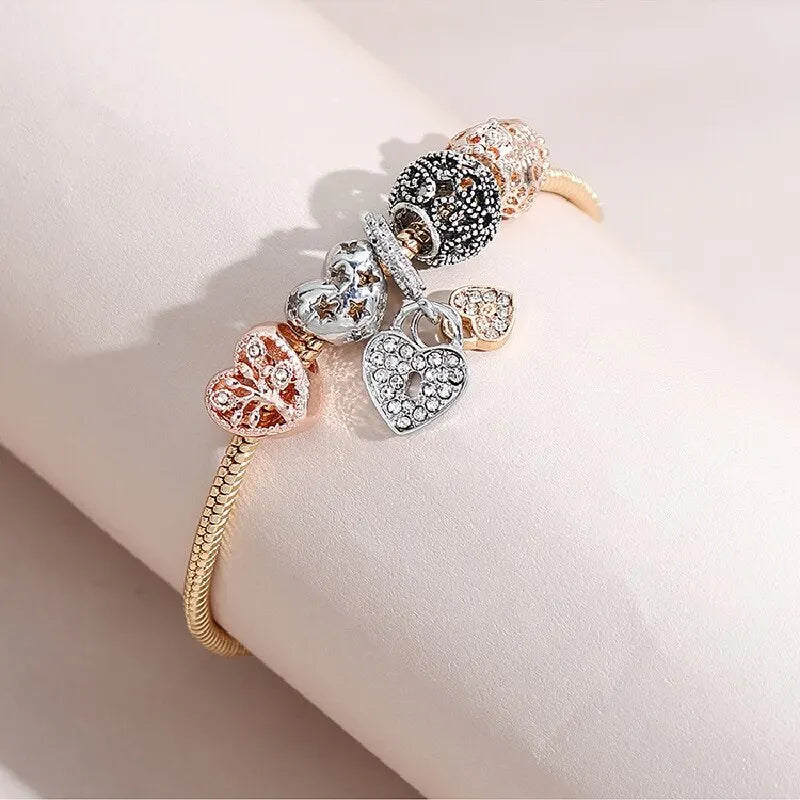 1pcs Heart Shaped Tree Of Life Bracelet Women Fashion Trend Jewelry Copper Chain Diy Beads Jewelry