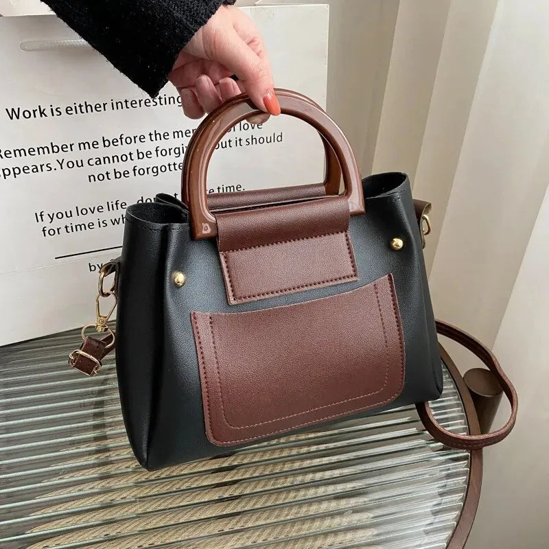 2 Pcs Fashion Contrast Color Handbag for Womens Fashion Fashion Texture Boston Bag Fashion Mother Bag Shoulder Bag