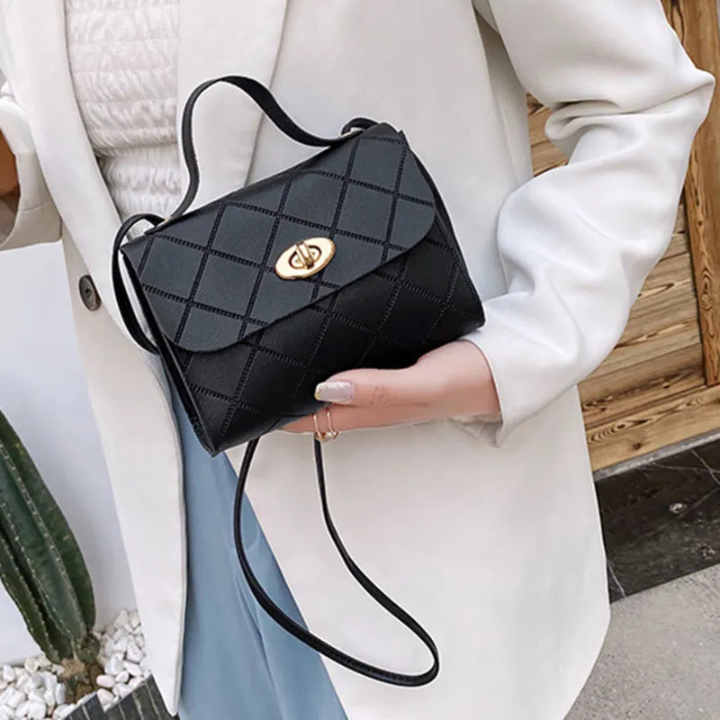 Women's Handbags Striped Square Fresh Age Reducing High Capacity Fine Texture Soft Comfortable Female's Crossbody Bag