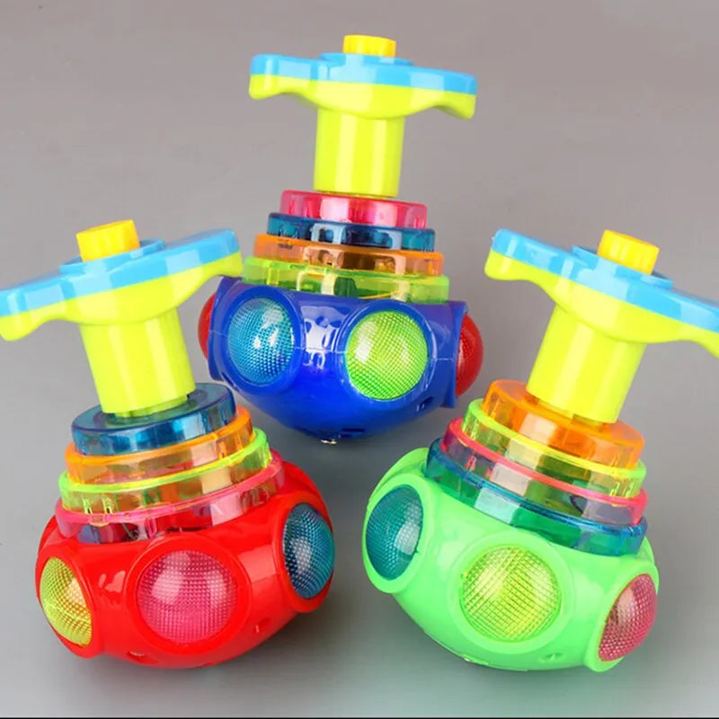 Light Up UFO Spinner Tops LED Flashing Music Gyroscope For Kids Birthday Party Favors Games Presents Random Color