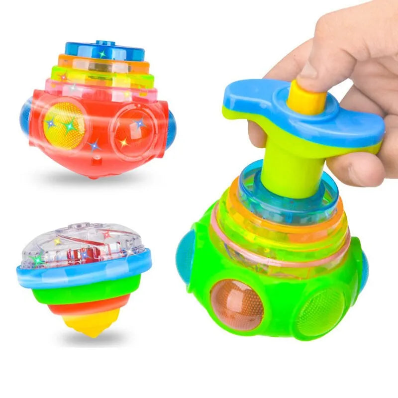 Light Up UFO Spinner Tops LED Flashing Music Gyroscope For Kids Birthday Party Favors Games Presents Random Color