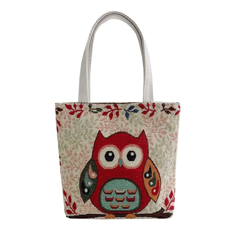 Canvas Handbag Women New Chinachic Style Cartoon Art Handbag Portable Lunch Bag