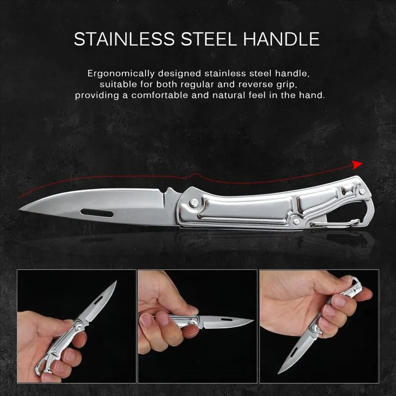 Pocket Folding Fruit Knife, Stainless Steel Outdoor Knife with Non-slip Handle for Kitchen Accessories