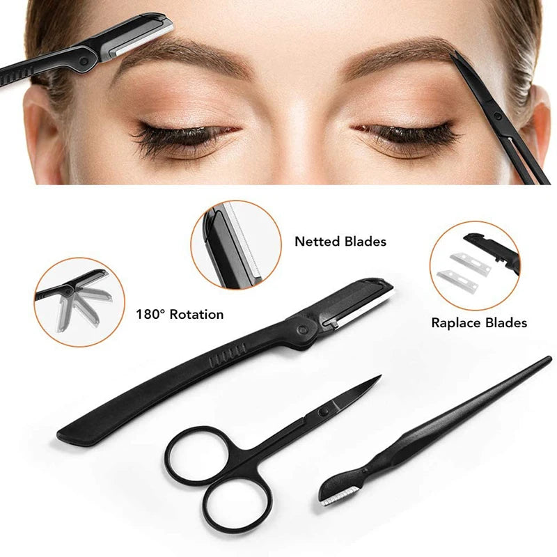 3-11PCS Eyebrow Trimmer Set Scissors Tweezers Eyebrow Razor Scraping Eyebrow Comb Razor Eyebrow Clip Makeup Tools Sets