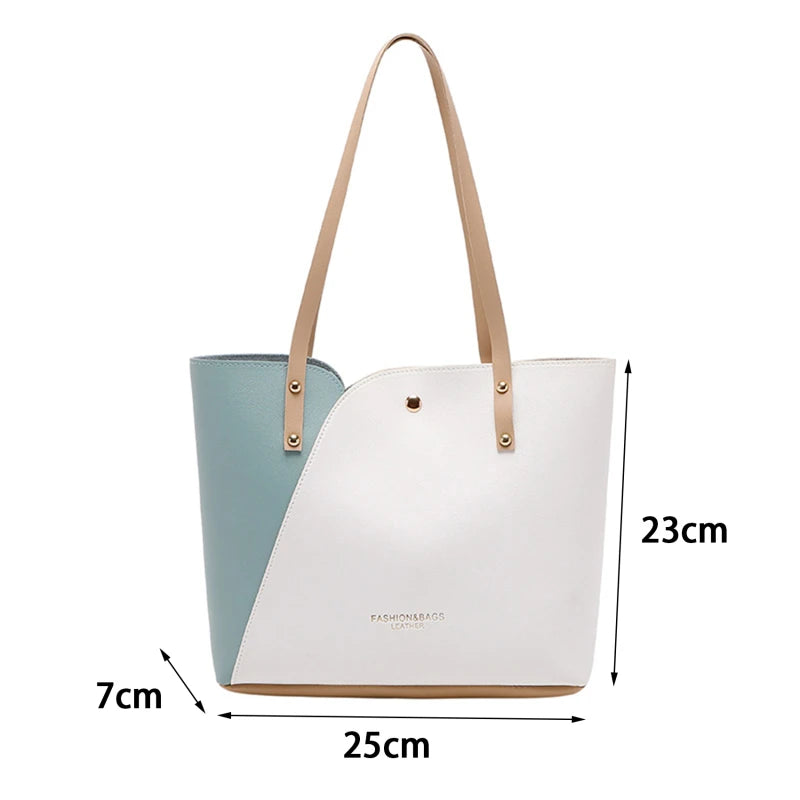 Women's Patchwork Color Bag Large Capacity Shoulder Bags High Quality Pu Leather Handbag Ladies Wild Bags Purses and Handbags