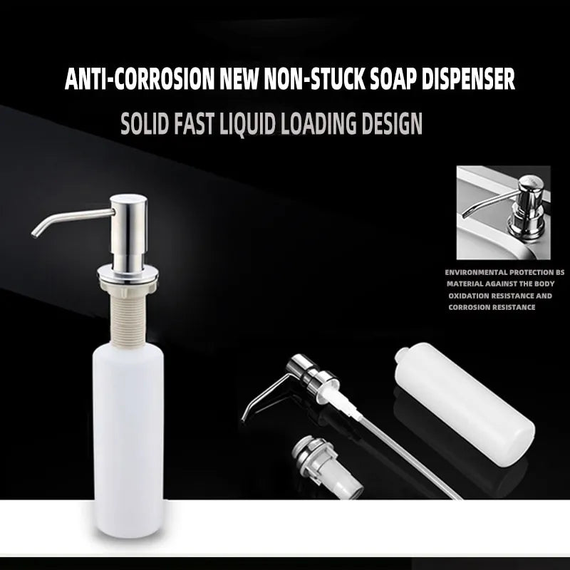 Kitchen Sink Countertop Press Pump Apparatus 350 Ml Stainless Steel Reusable Pump Head Extension Tube Liquid Bottle Sink Pump