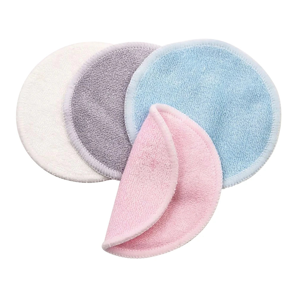 Reusable Bamboo Fiber Makeup Remover Pads 12pcs/Pack Washable Rounds Cleansing Facial Cotton Make Up Removal Pads Tool