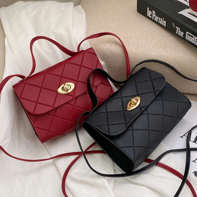 Women's Handbags Striped Square Fresh Age Reducing High Capacity Fine Texture Soft Comfortable Female's Crossbody Bag