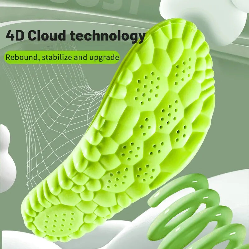 4D Sport Insole Super Soft Shoes Sole Pads for Feet Shock Absorption Baskets Shoe Sole Arch Support Orthopedic Inserts