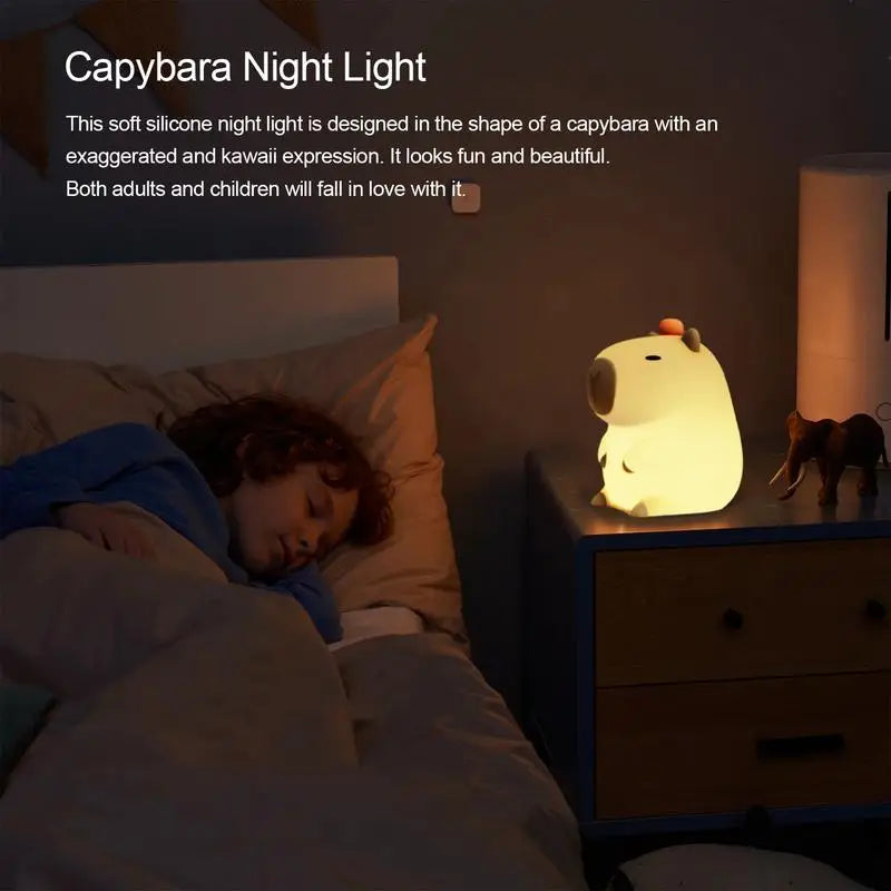 Capybara Night Light Nursery Night Lights USB Rechargeable Capybara Shape Touch Control Silicone Lamp for Bedroom Living Room