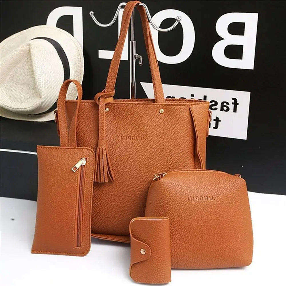 4Pcs/set Crossbody Bags Women Bag Set Pattern Leather Shoulder Bags Purse Ladies PU Crossbody Bag