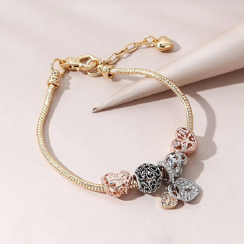 1pcs Heart Shaped Tree Of Life Bracelet Women Fashion Trend Jewelry Copper Chain Diy Beads Jewelry