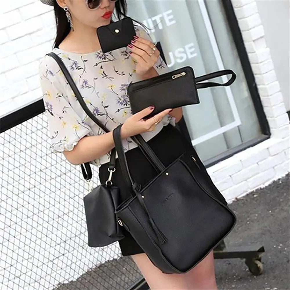 4Pcs/set Crossbody Bags Women Bag Set Pattern Leather Shoulder Bags Purse Ladies PU Crossbody Bag