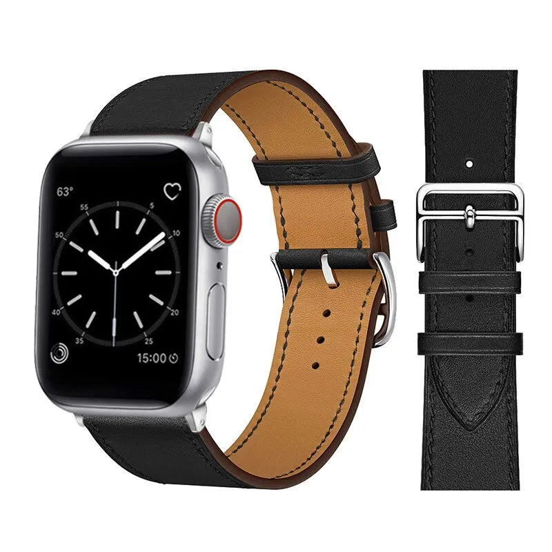 Leather Strap For Apple Watch Band 49mm 45mm 44mm 42mm 41mm 40mm 38mm Wristband IWatch Bracelet for Series 7 5 6 SE 8 Ultra