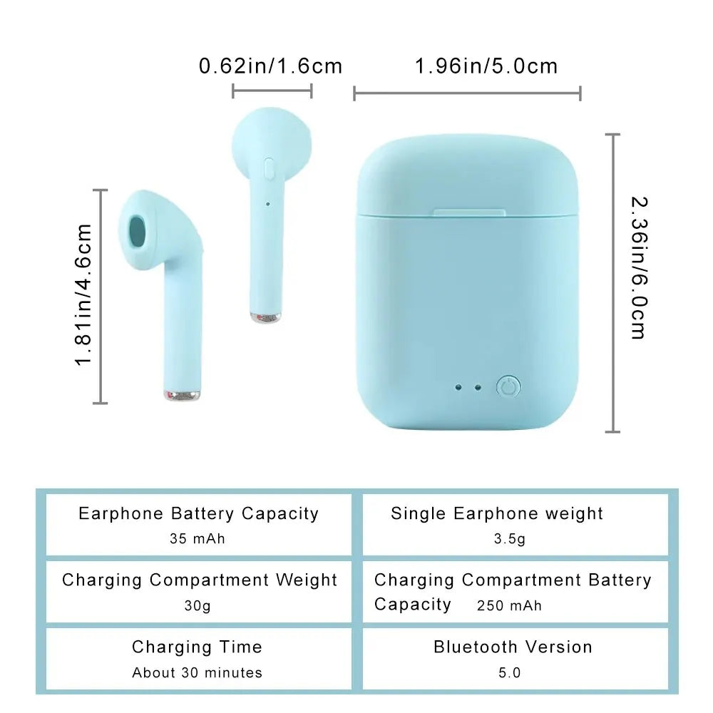 I7tws Wireless Binaural Bluetooth Headset 5.0 Stereo Scrub in Ear Earplugs I7 Invisible Mini One Piece Dropshipping