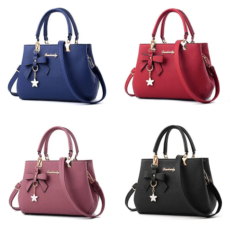 Fashion Solid Color With Bow One Shoulder Bag Portable Bandolera Casual Satchel Large Capacity Cross-body Handbag For Women