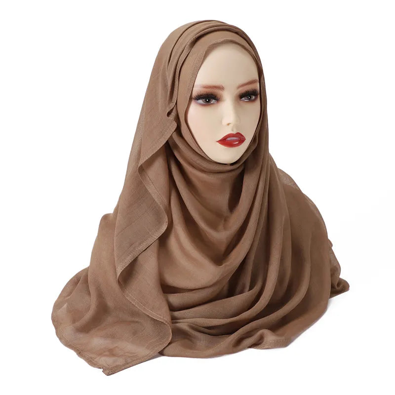 Women Big Size Plain Solid Cotton Rayon Hijab Scarf Lady High Quality Wraps and Shawls Musulman Headband Islamic Turban 180*95Cm