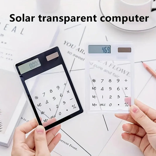 1Pcs Solar Charging Calculator Color New Transparent Multifunctional 8-digit Computer Battery-free High-tech Desktop Computing