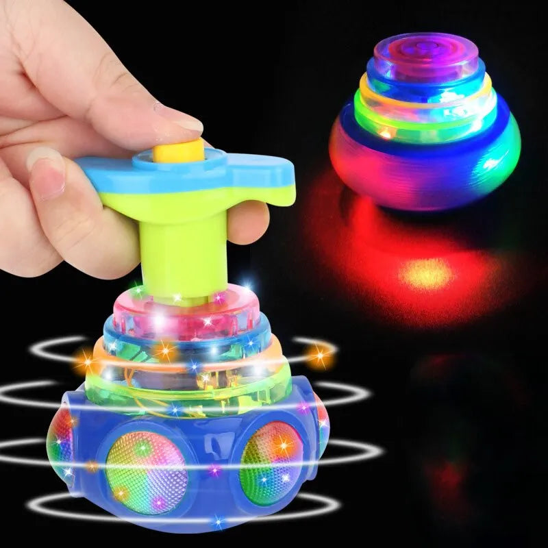 Light Up UFO Spinner Tops LED Flashing Music Gyroscope For Kids Birthday Party Favors Games Presents Random Color