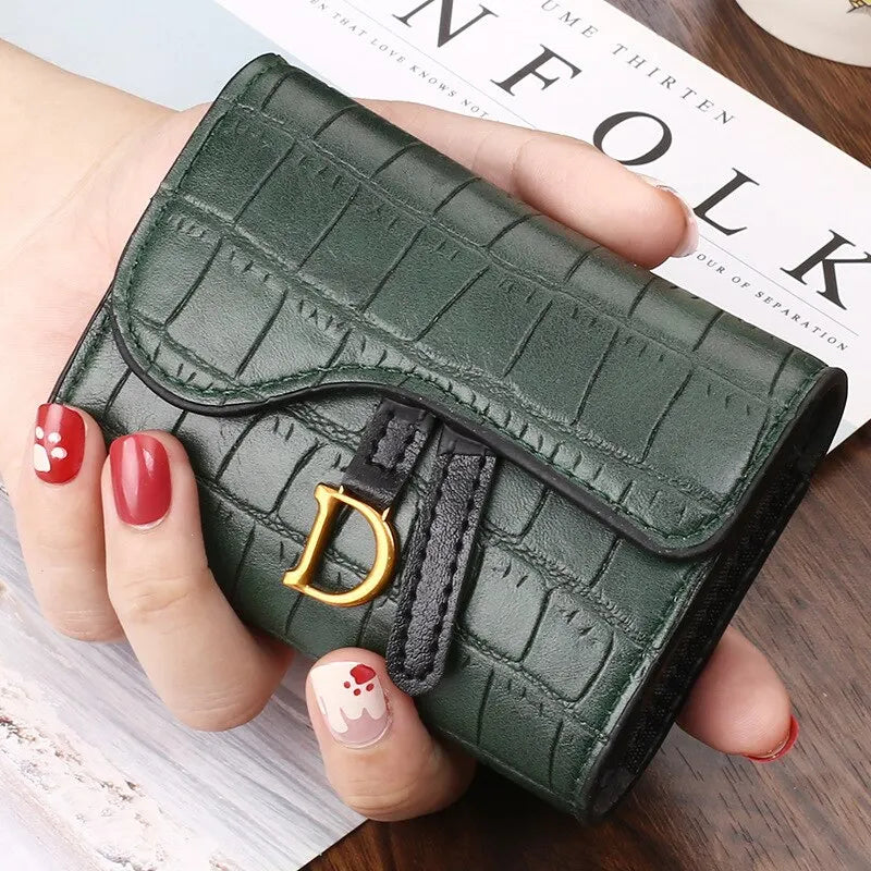 Women Luxury Card Holder Short Wallet Mini PU Letter Wallet Multi Card Card Holder Small Multi Functional Clutch Bag