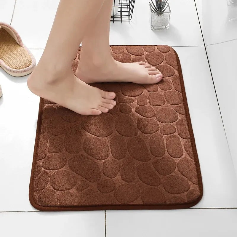 Cobblestone Embossed Bathroom Bath Mat Non-slip Bathtub Floor Rug Shower  Room Doormat Memory Foam Pad